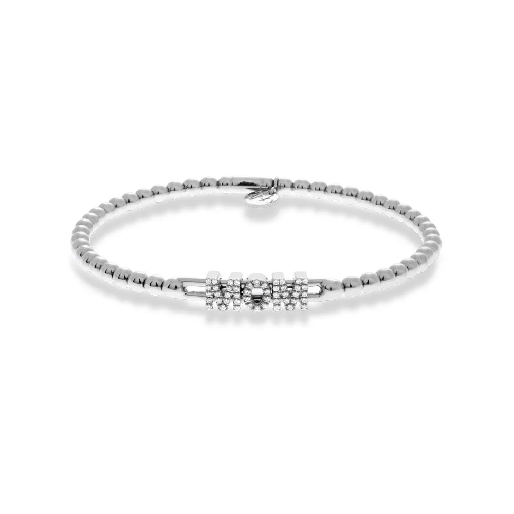 0.20ctw, 18K White Gold MOM Tresore Stretch Bracelet
