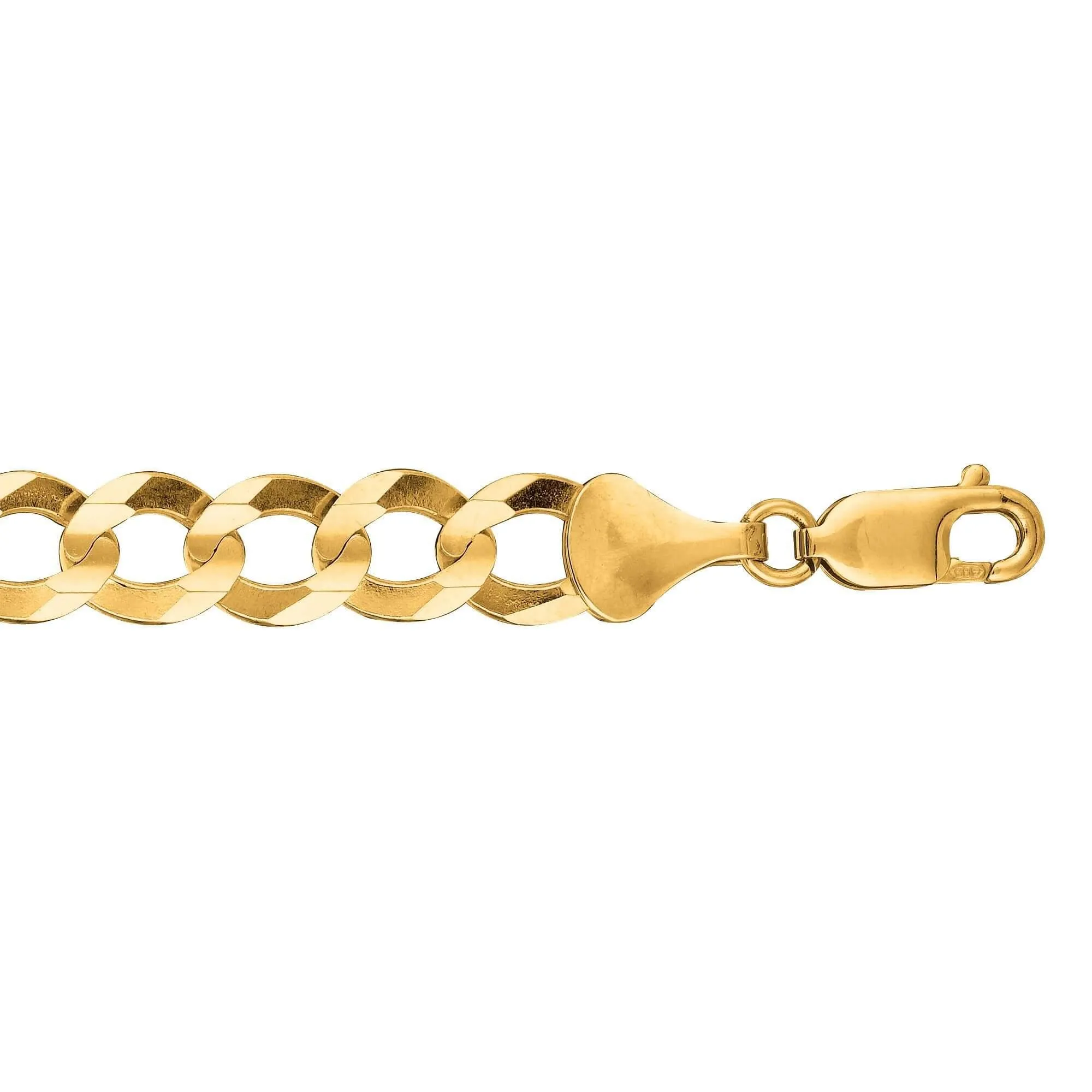 14kt 20 inches Yellow Gold 8.2mm Diamond Cut Comfort Curb Chain with Lobster Clasp