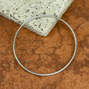 14KT White Gold Twisted Thin Slip-On Bangle Bracelet