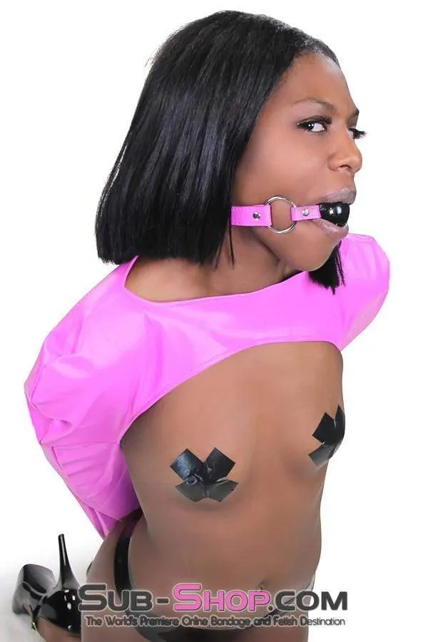 4739RS-SIS      Hot Pink Sissy Zippered Open Breast Armbinder Feminization Sissy Humiliation Top