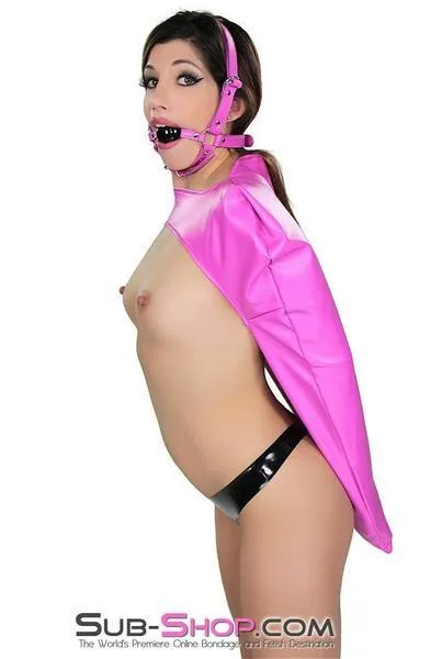 4739RS-SIS      Hot Pink Sissy Zippered Open Breast Armbinder Feminization Sissy Humiliation Top
