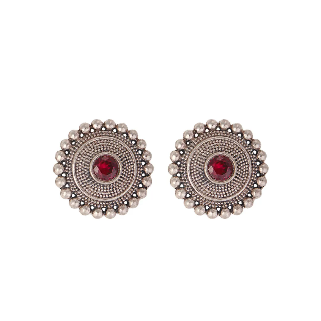 Abha silver toe ring (Rubellite) by MOHA