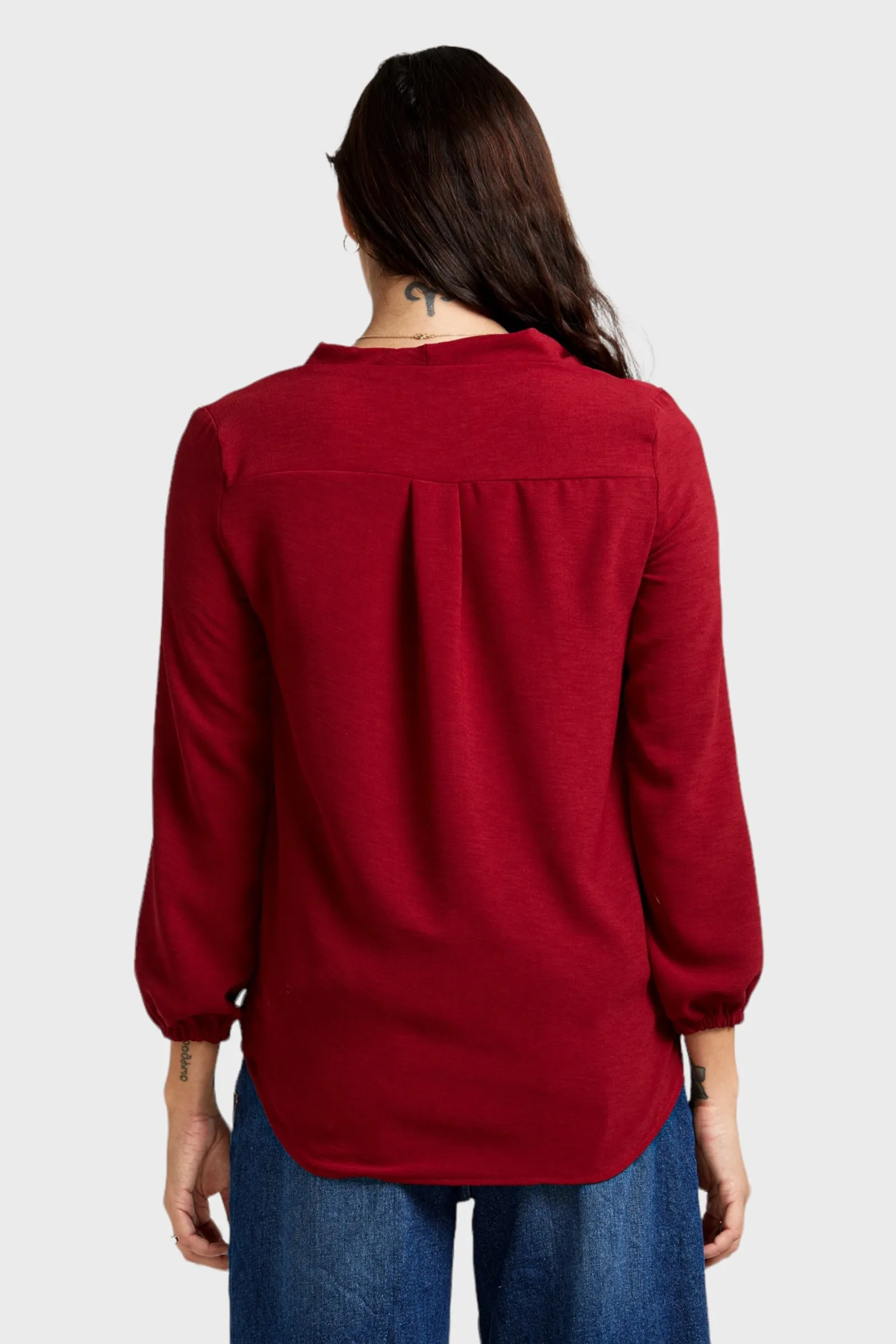 Adelina Red Ruffled Blouse