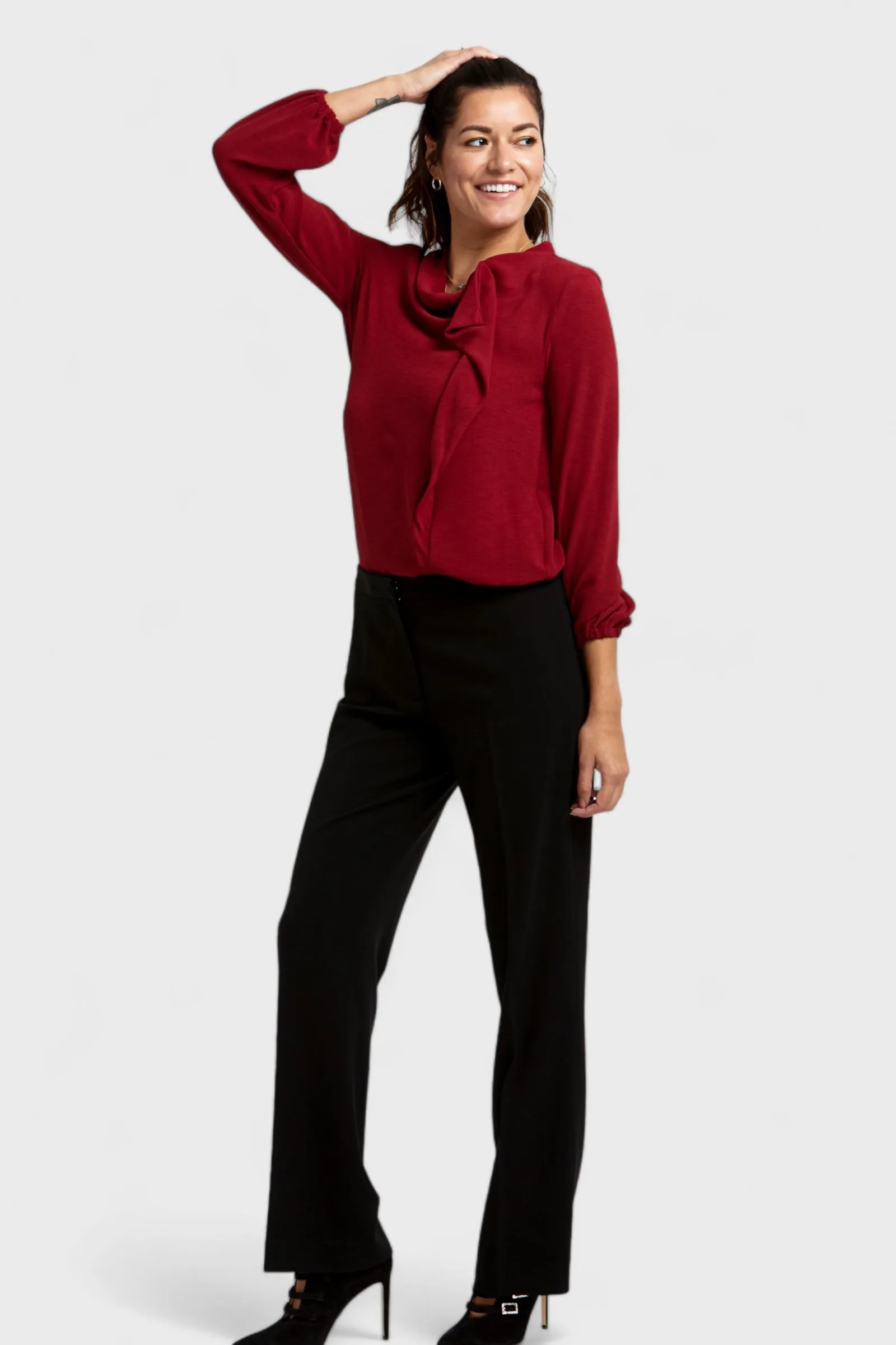 Adelina Red Ruffled Blouse