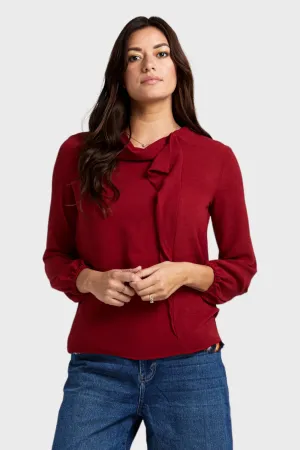 Adelina Red Ruffled Blouse