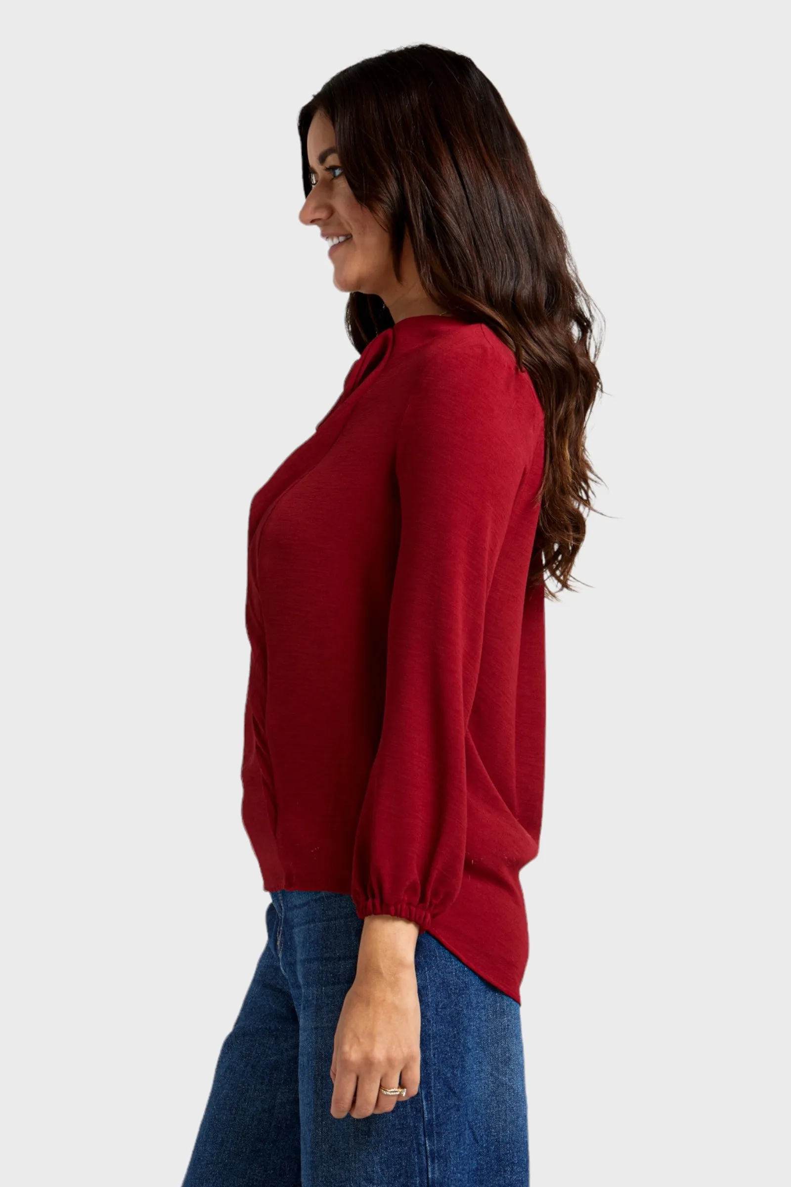 Adelina Red Ruffled Blouse