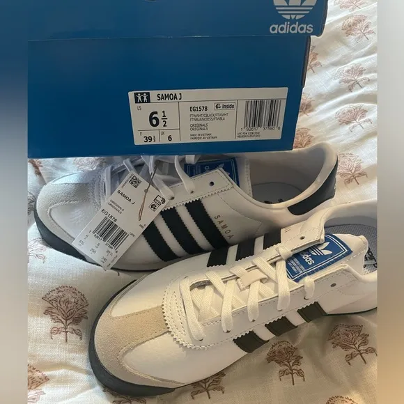 Adidas Samoa Originals Shoes Sneakers Cloud White Core Black 675033 kids 6.5