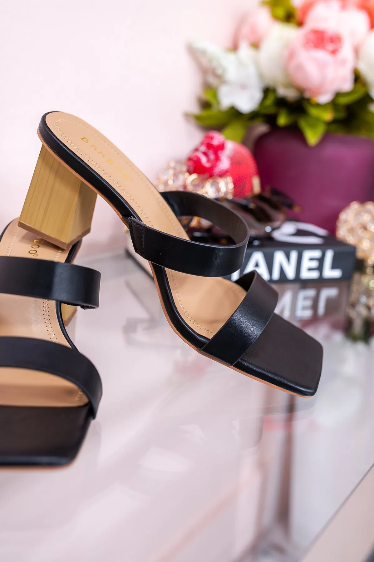 All About Aesthetic Black Slip On Heels - SHO2533BK