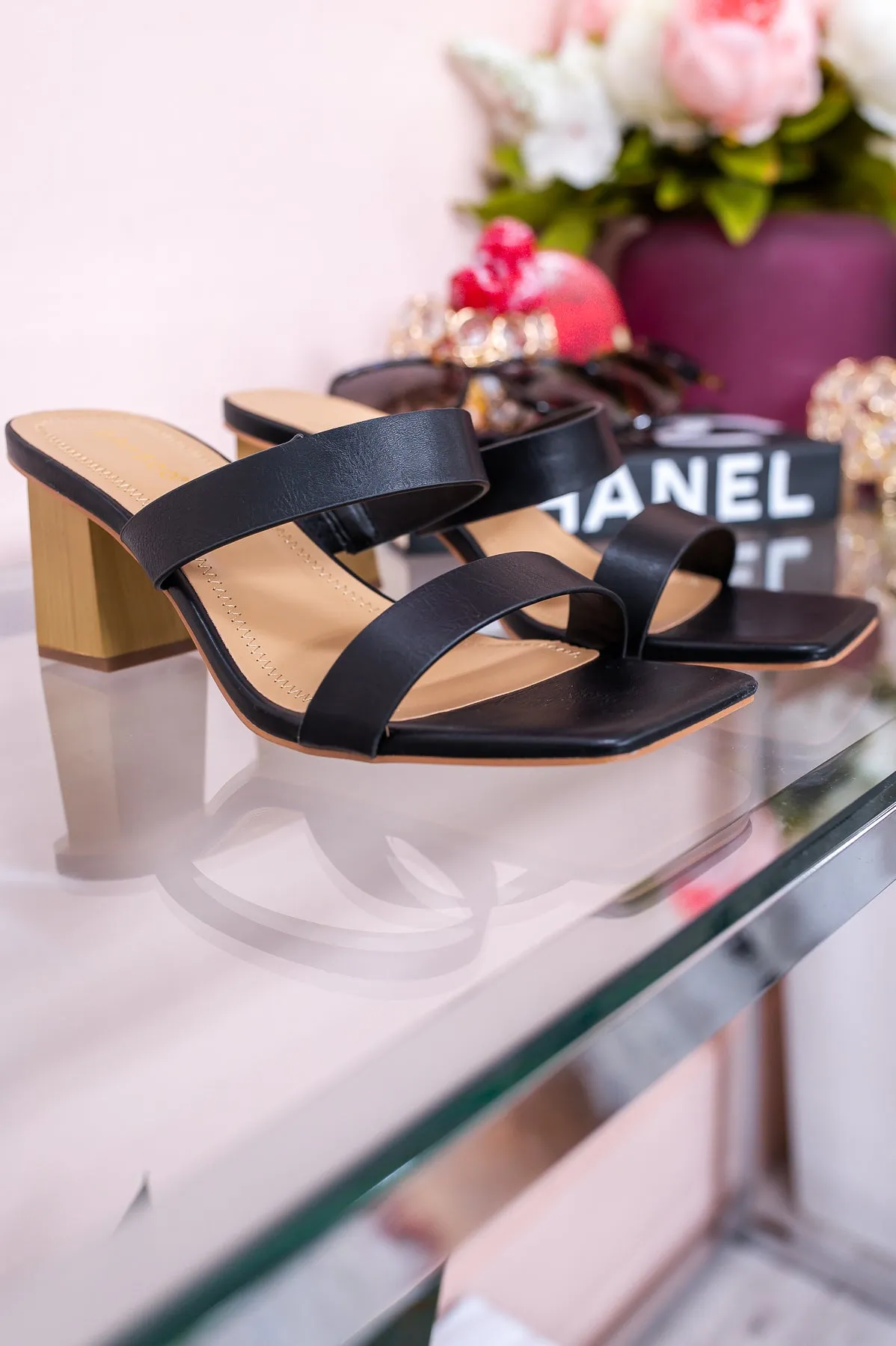 All About Aesthetic Black Slip On Heels - SHO2533BK