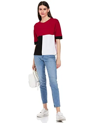 Amazon Brand - Symbol Women's Loose T-Shirt (AW20SYTSMPB06_Multicolor 2 XL)