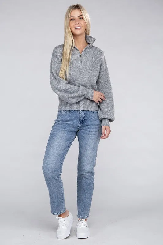 Ambiance Apparel Easy-Wear Half-Zip Pullover