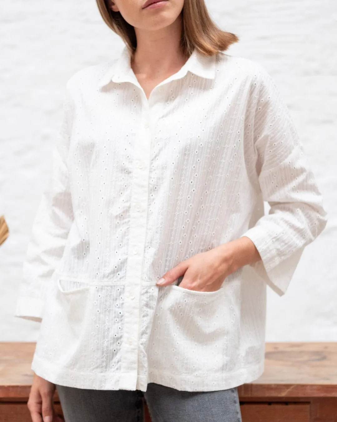 Anya Cotton Relaxed Blouse | Ecru