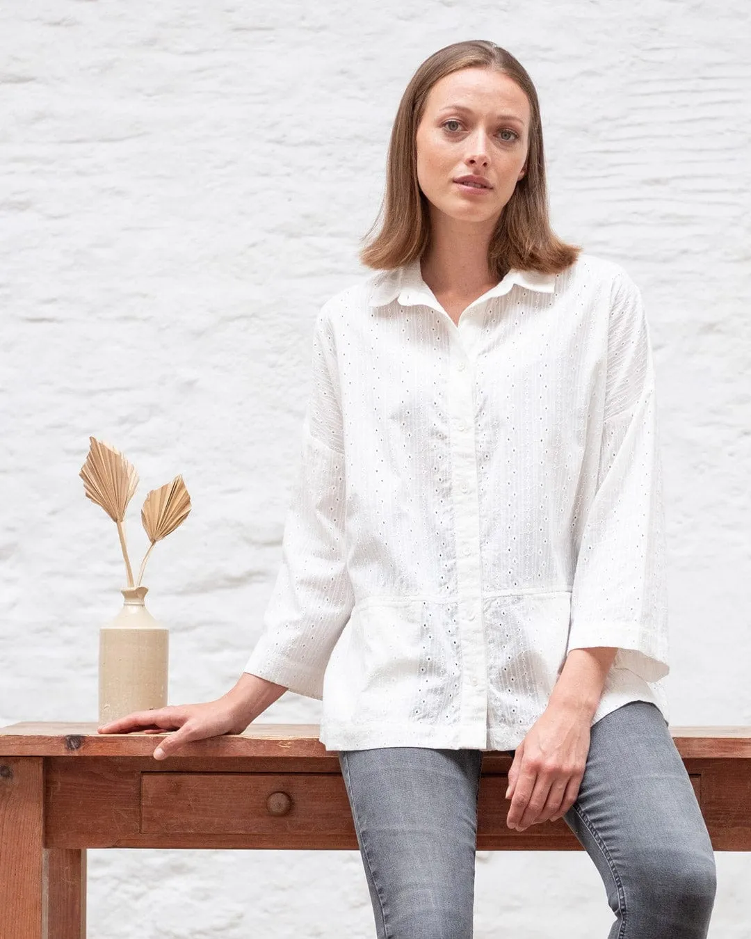Anya Cotton Relaxed Blouse | Ecru