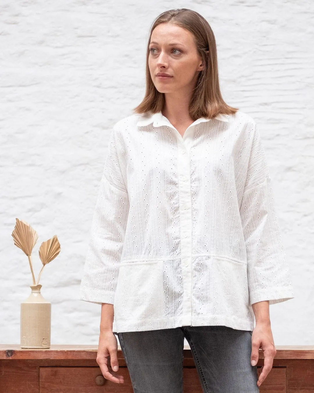 Anya Cotton Relaxed Blouse | Ecru