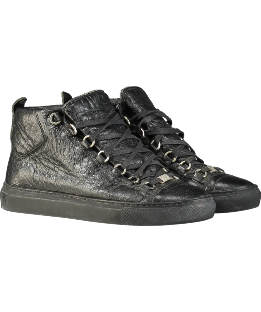 Balenciaga Black Arena Leather High Top Trainers UK 6 EU 39 👠