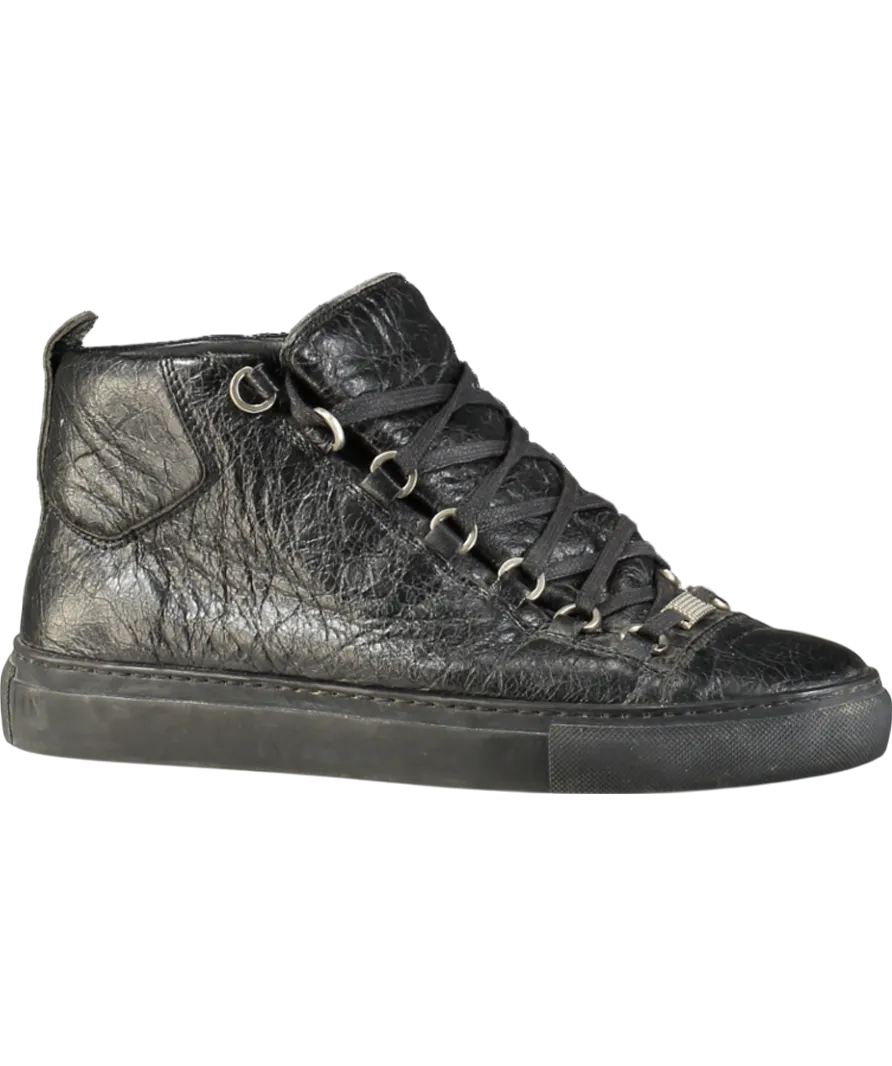 Balenciaga Black Arena Leather High Top Trainers UK 6 EU 39 👠