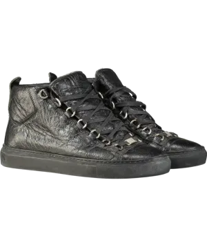 Balenciaga Black Arena Leather High Top Trainers UK 6 EU 39 👠