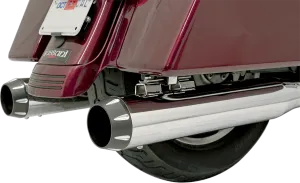 Bassani Manufacturing 1D87R 4in. Quick Change Slip-Ons - Chrome with Black Fluted End Caps