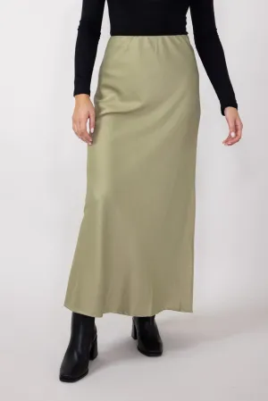 Bias Maxi Skirt for Women in Olive | FS3106-OLIVE