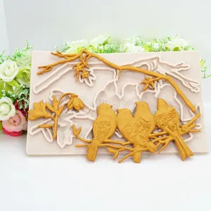 Birds on  Branch Mold  Flexible Silicone Mould for Crafts, Jewelry, Resin, Scrapbooking, Polymer Clay.