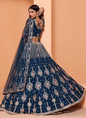 Blue Heavy Floral Embroidered Stylish Lehenga Choli
