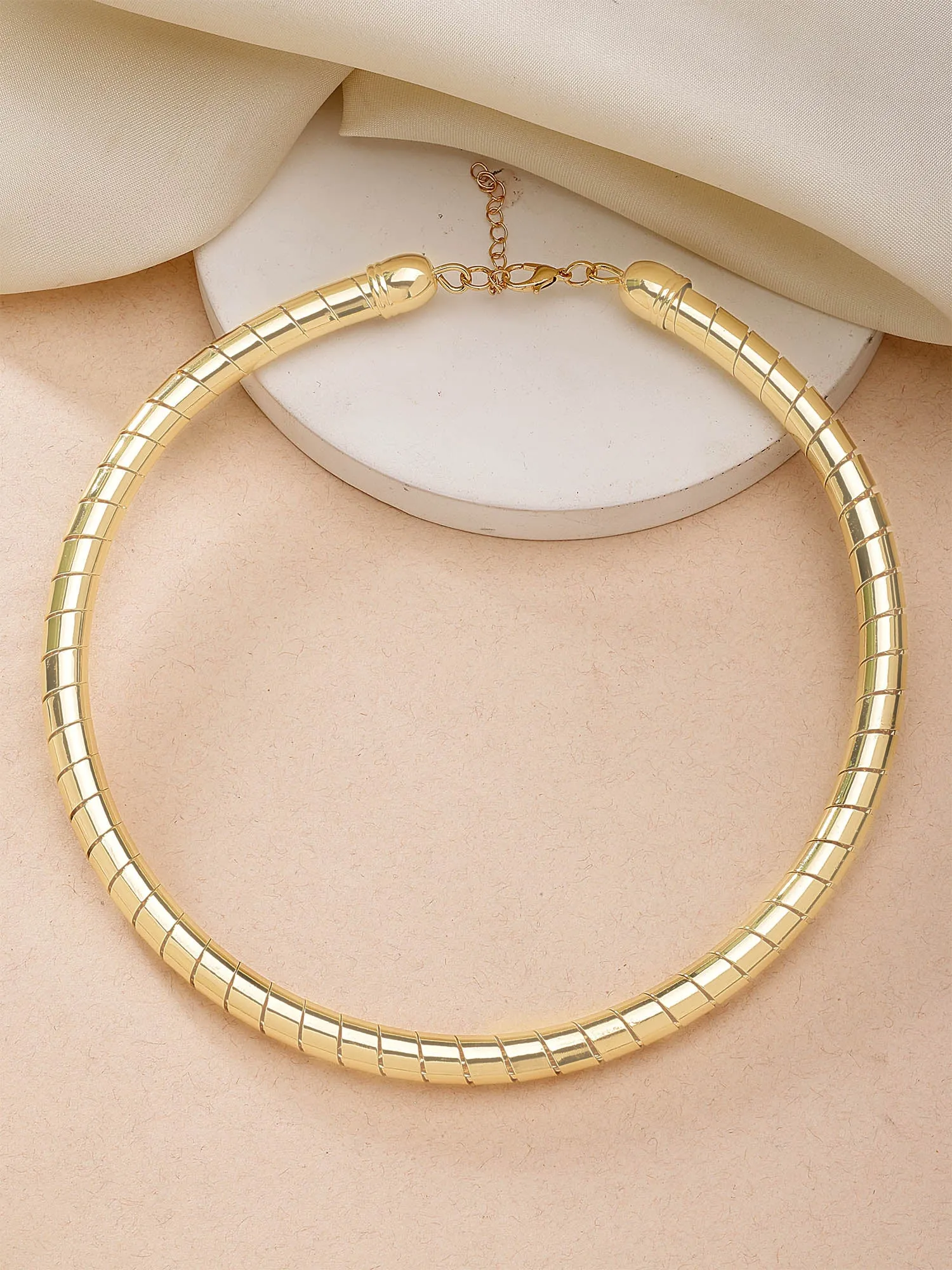 Bohey by KARATCART Gold-Plated Spiral Choker Chain Necklace for Women