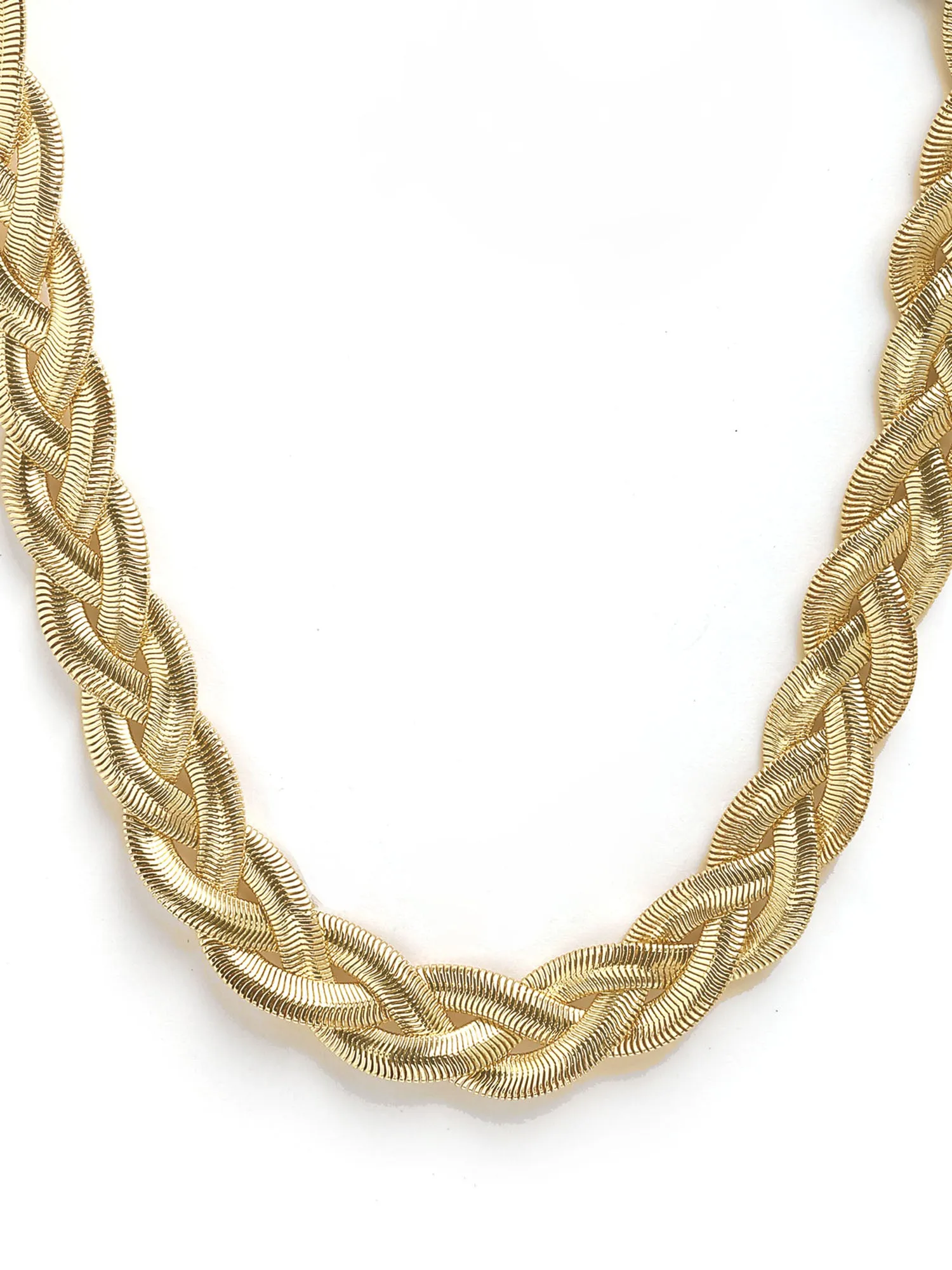 Bohey by KARATCART Gold-Plated Twisted Chain Necklace for Women