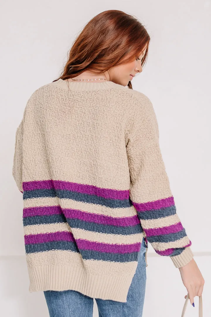 Border Line Striped Oversized Sweater