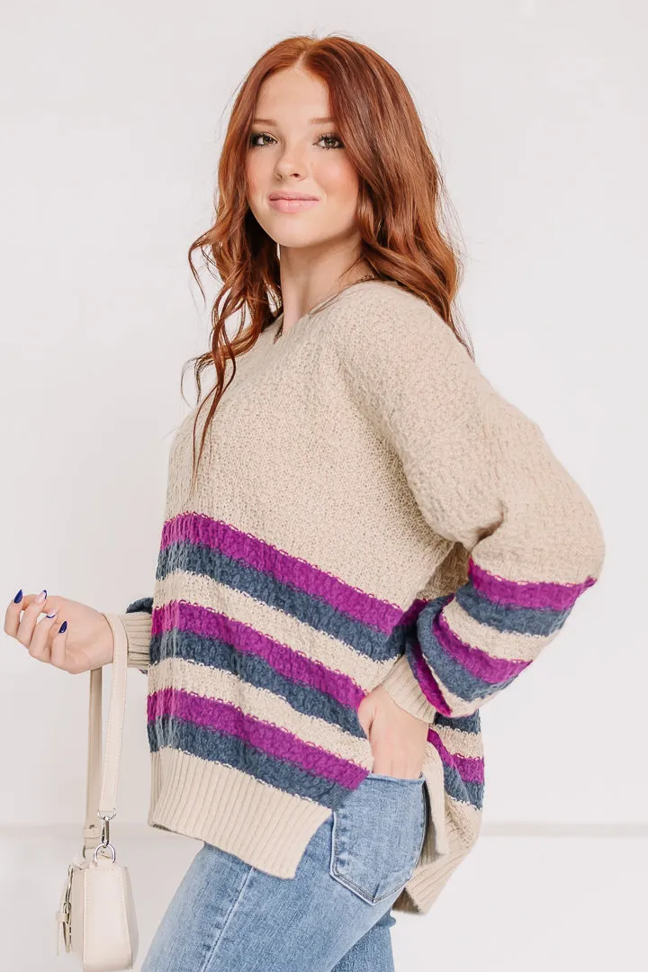 Border Line Striped Oversized Sweater