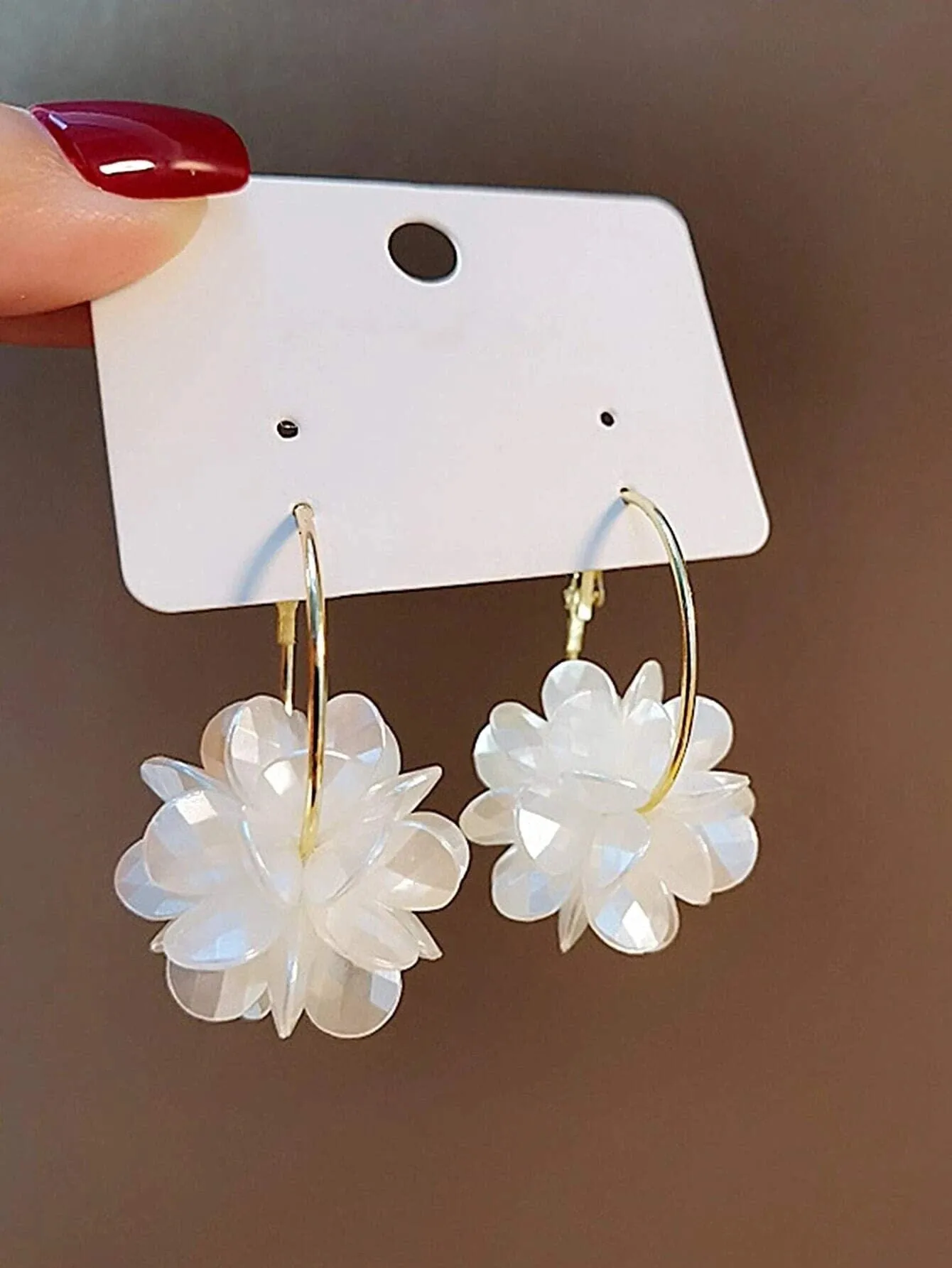 Bridal Abalone Pearl Flower Hoop Earrings, Wedding Bridesmaid Latch Omega Back Hooped Earrings, Bride Fashion Hooped Floral Studs