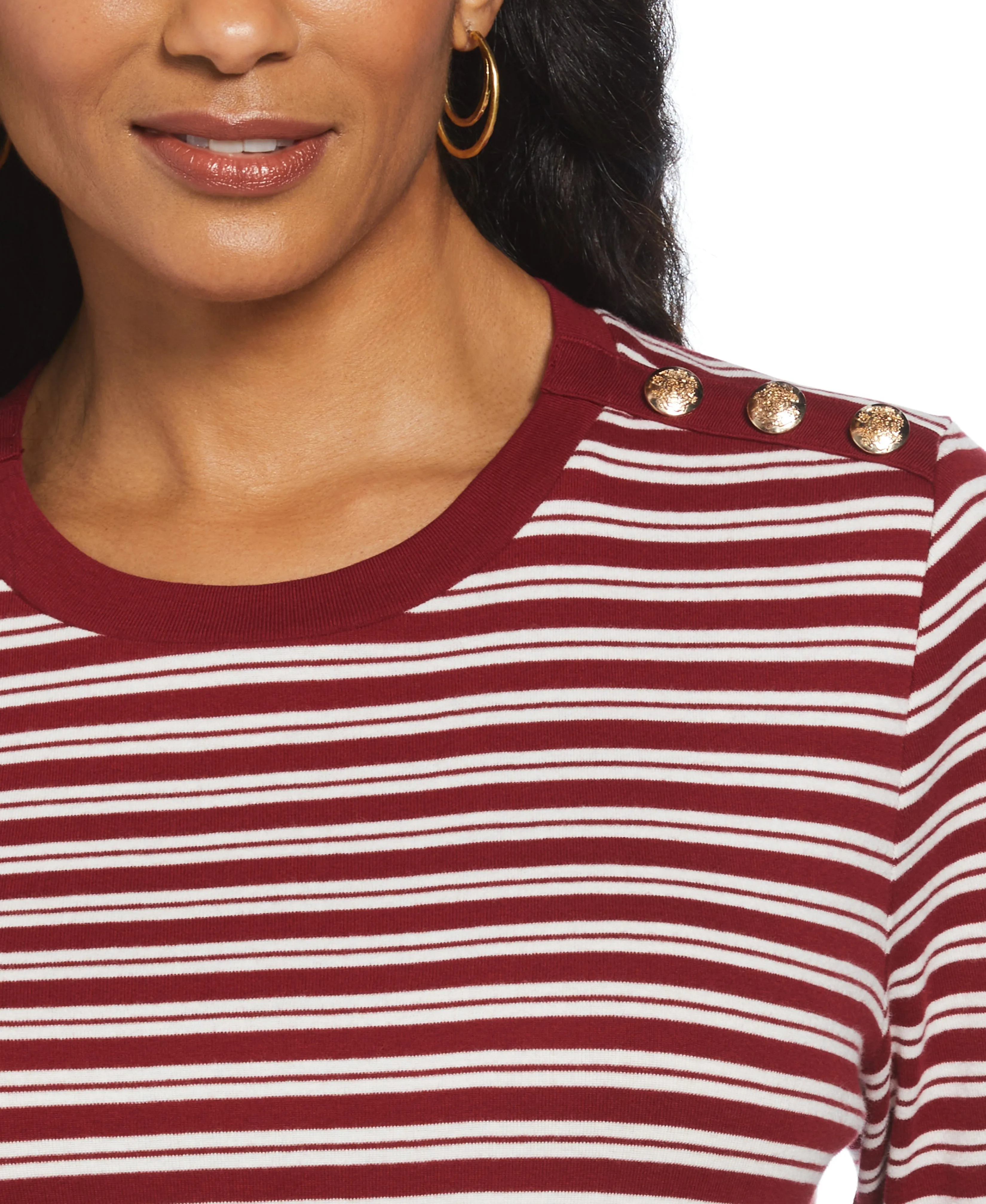 Candy Stripe Button Detail Top