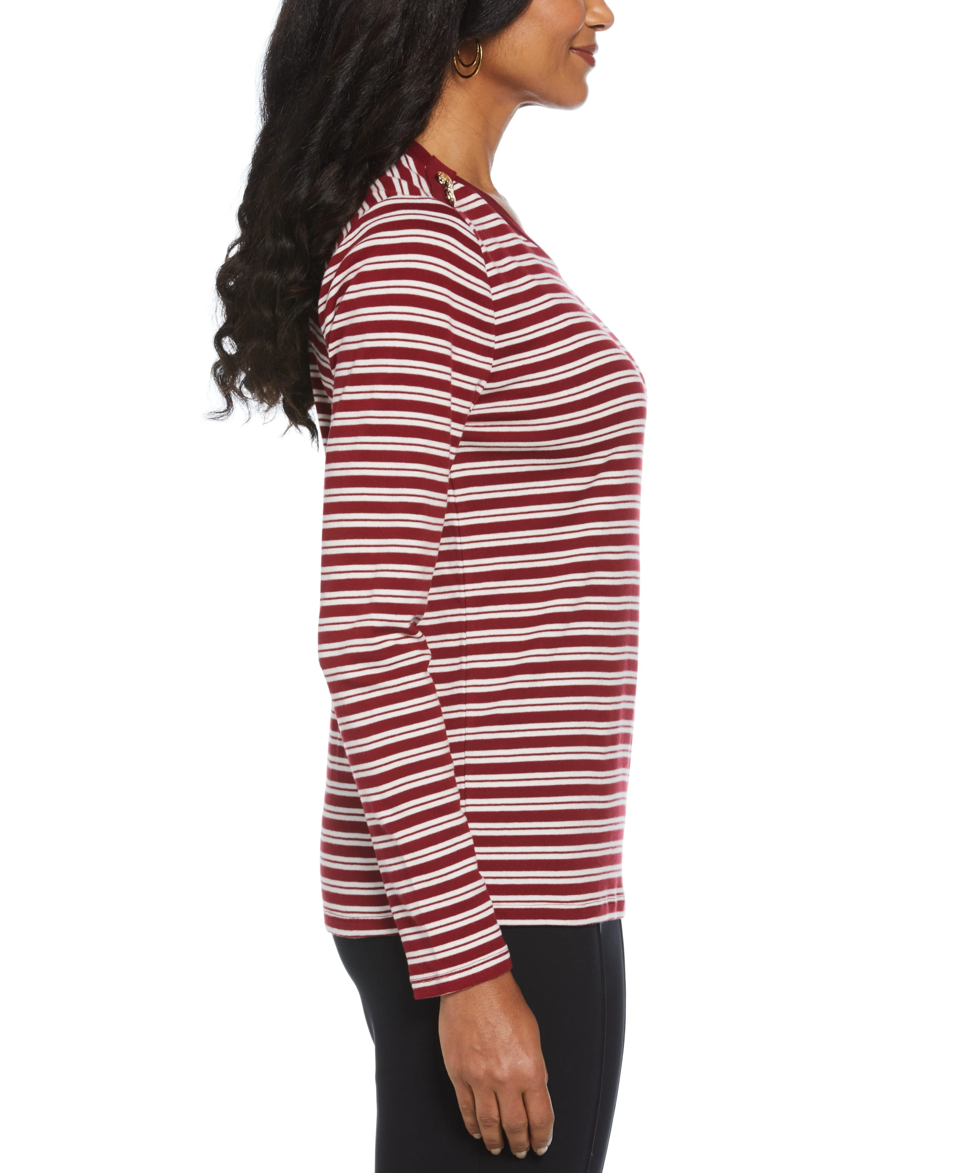 Candy Stripe Button Detail Top