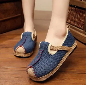 Casual Plain Linen Cotton Loafers