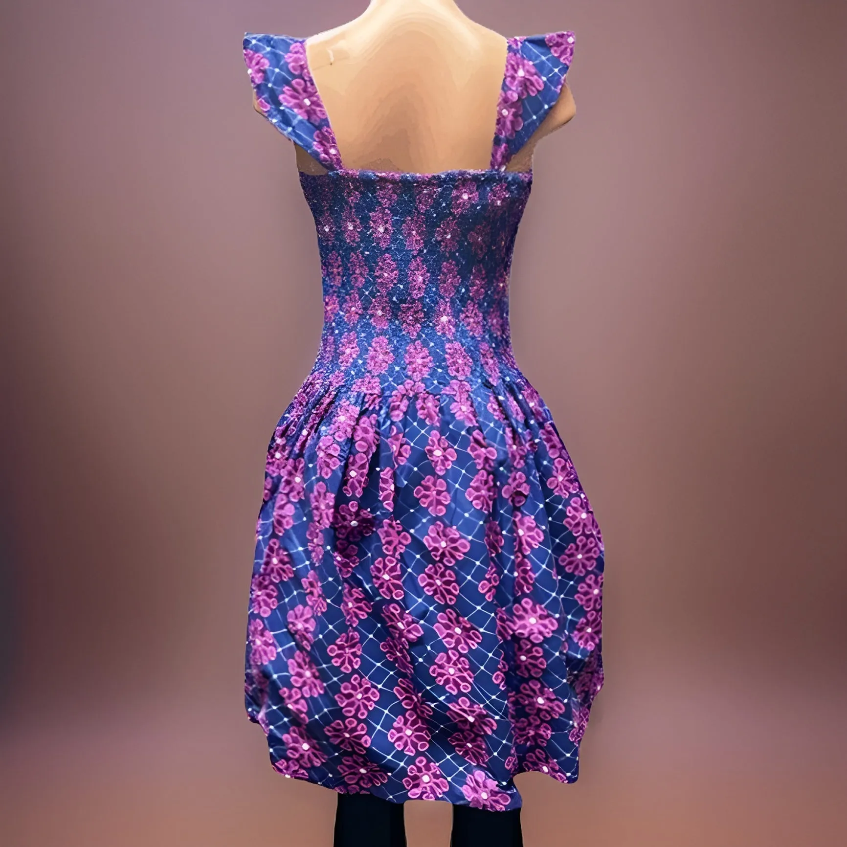 Casual Purple/Pink Print Midi Summer Dress