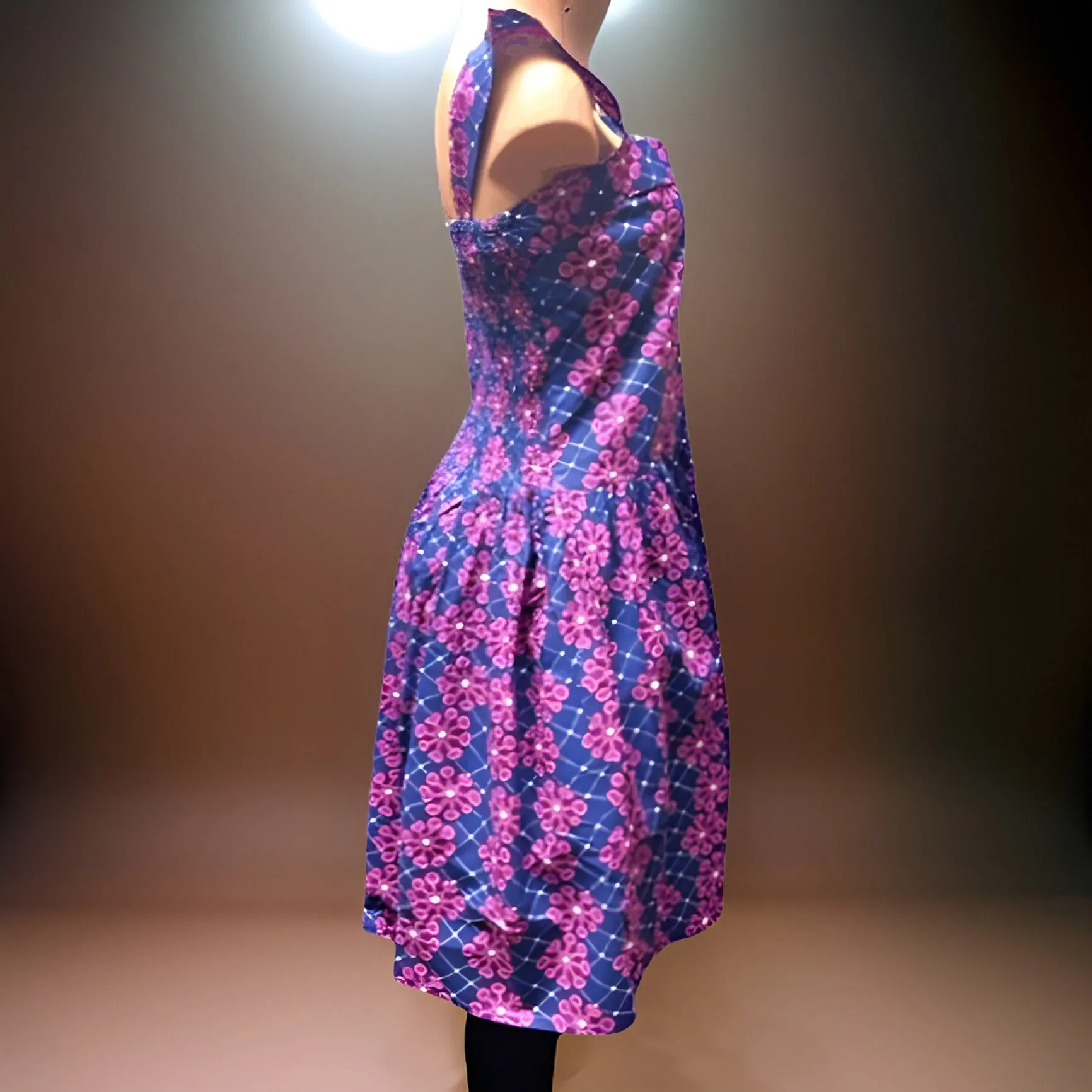 Casual Purple/Pink Print Midi Summer Dress