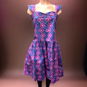 Casual Purple/Pink Print Midi Summer Dress