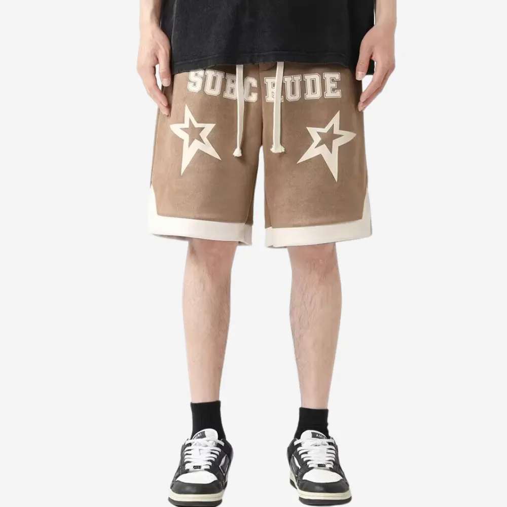 Casual Suede Print Shorts