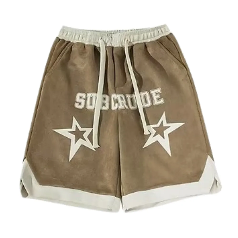 Casual Suede Print Shorts