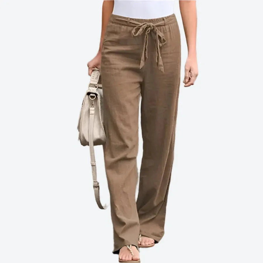 Casual Wide-Leg Drawstring Waist Pants