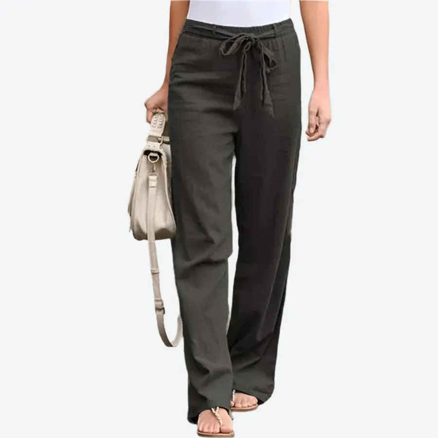 Casual Wide-Leg Drawstring Waist Pants
