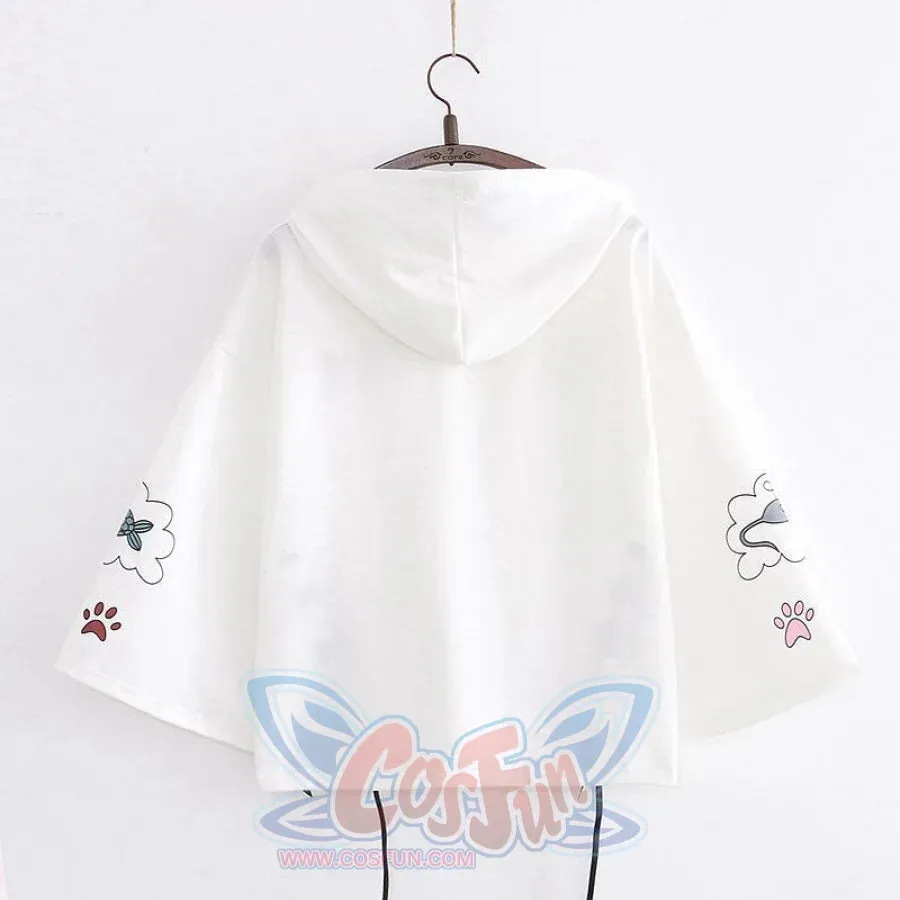 Cat Dream Laced-Up Loose Hoodie J40209