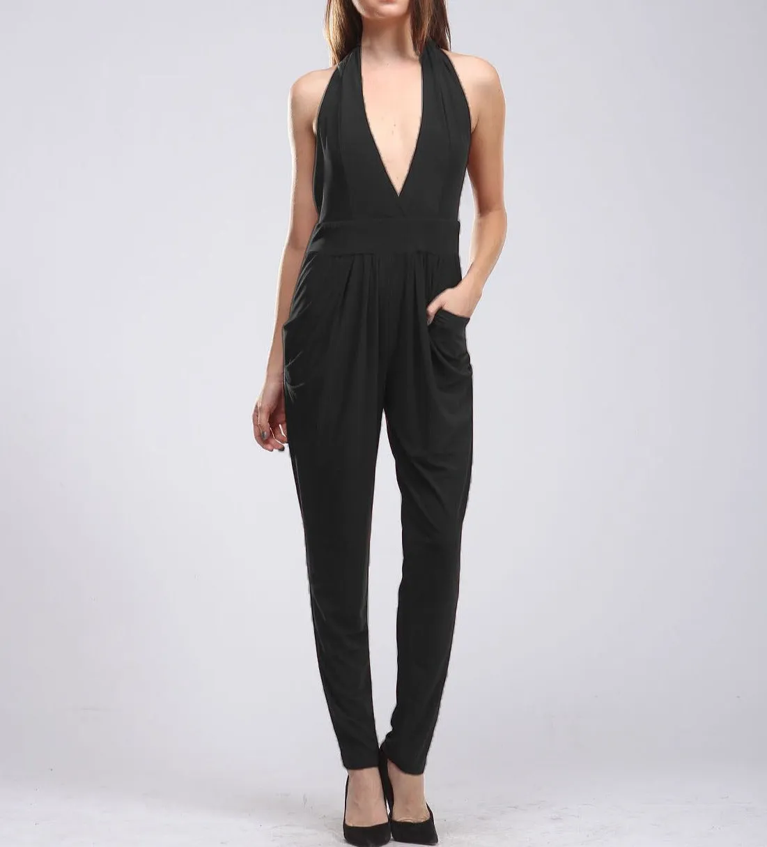 Charlie Deep V Backless Jumpsuit