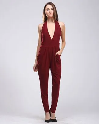 Charlie Deep V Backless Jumpsuit
