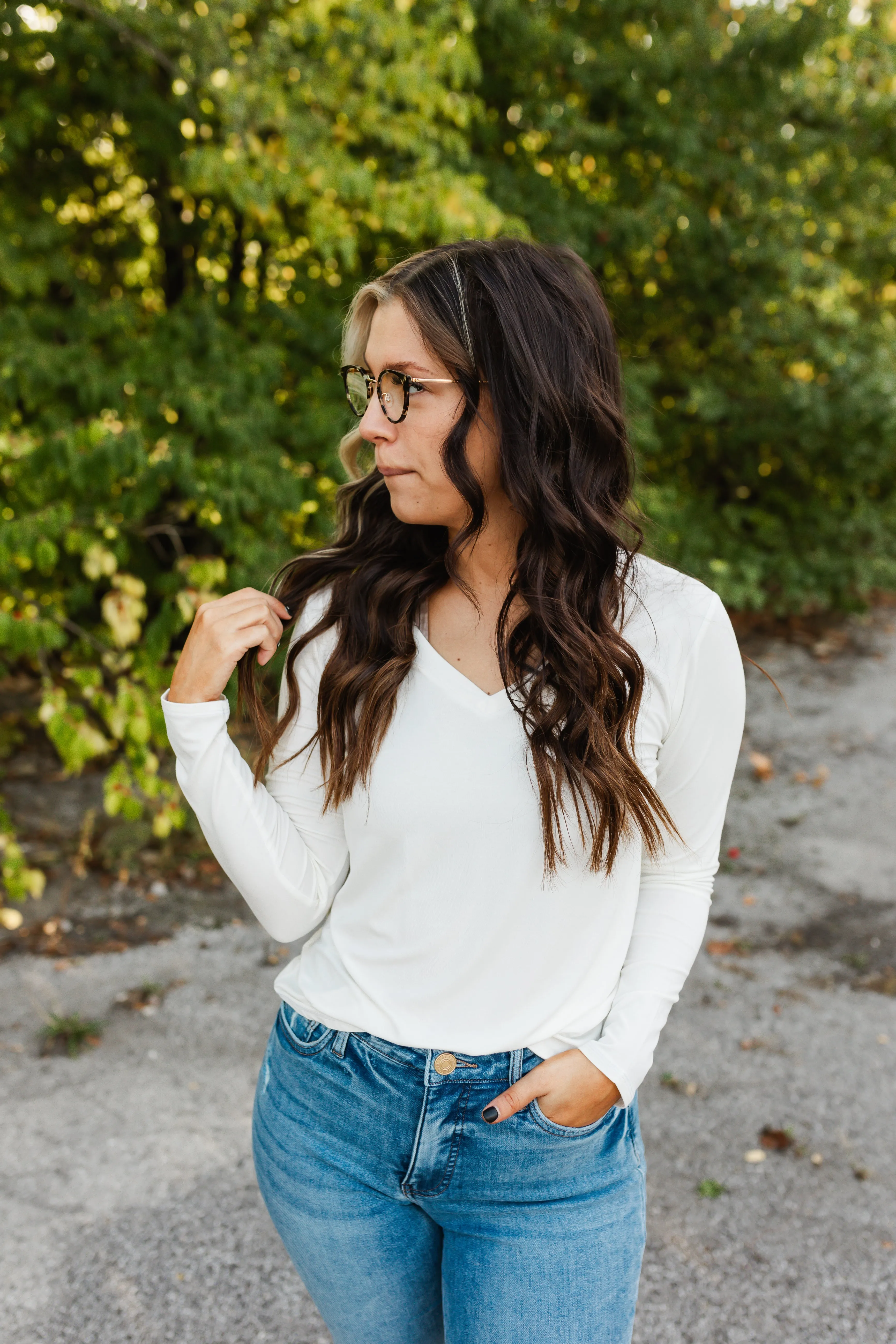 charlie tee long sleeve in white