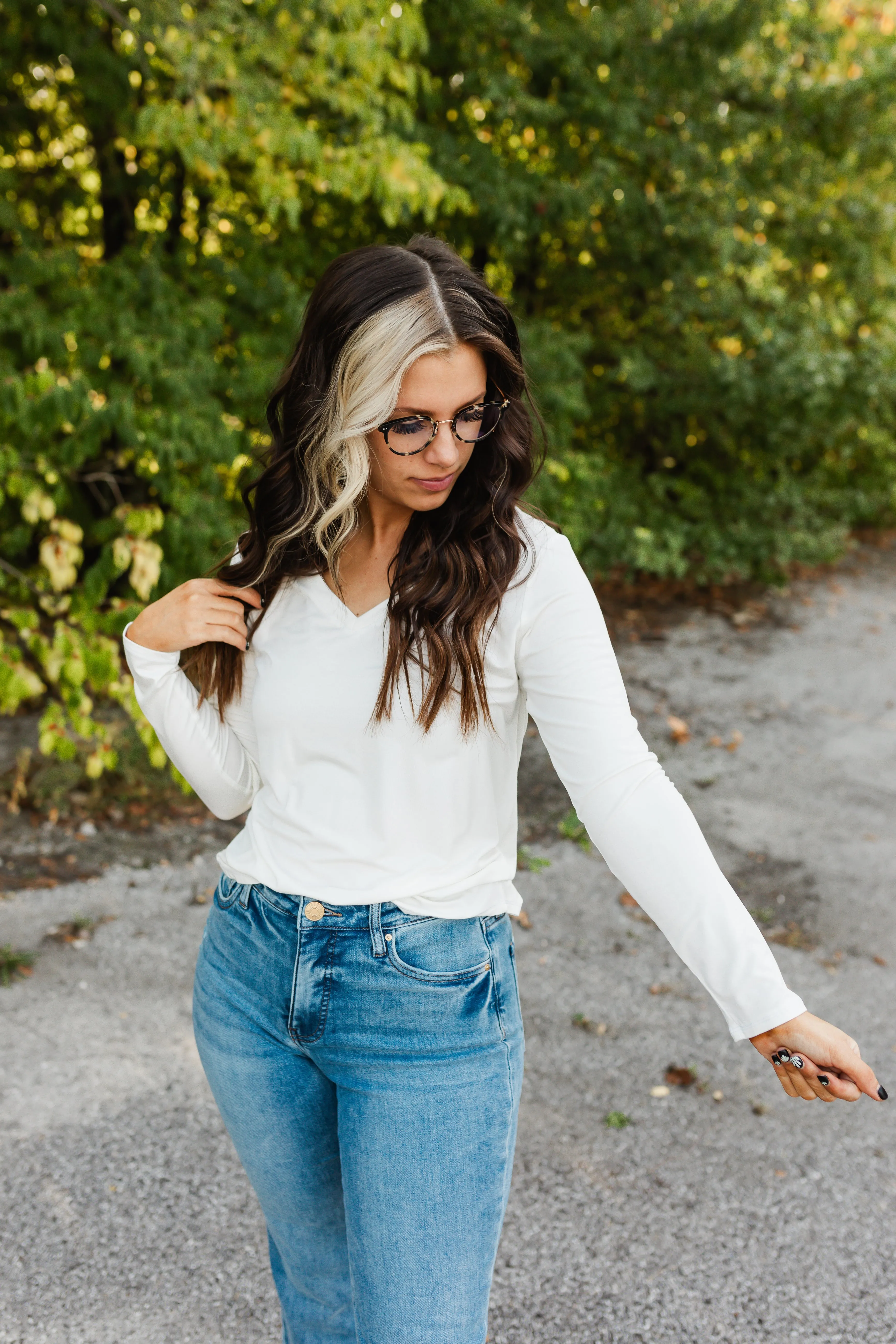 charlie tee long sleeve in white