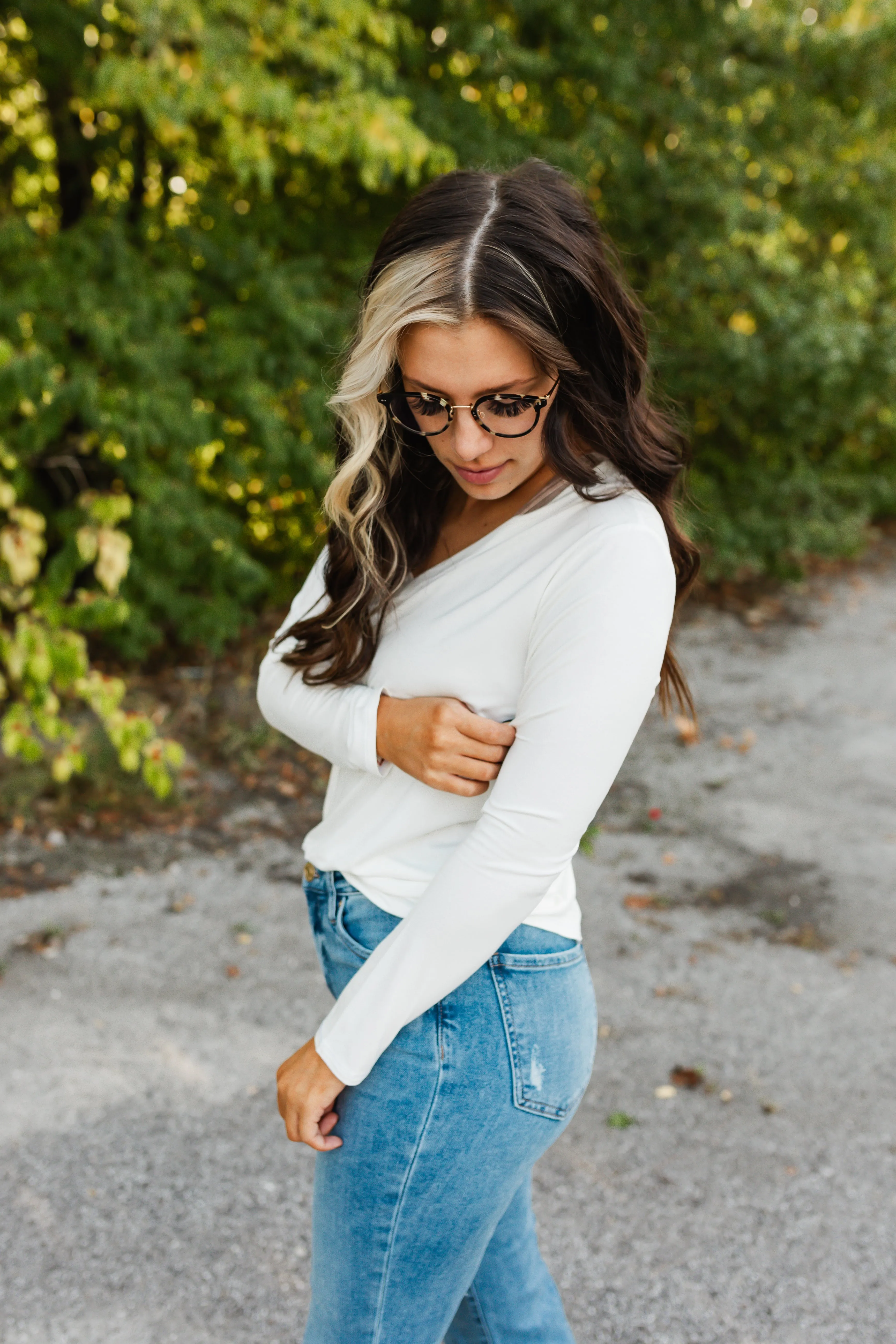 charlie tee long sleeve in white