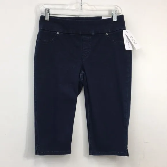 Chicos Perfect Stretch Women's Nicky Petal Pushers Jean Crop Capri Short Size 00