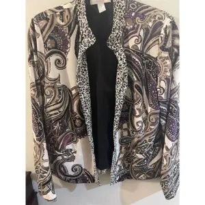 Chico's Women's Paisley Open Front Blazer Jacket Size 1 Multicolor