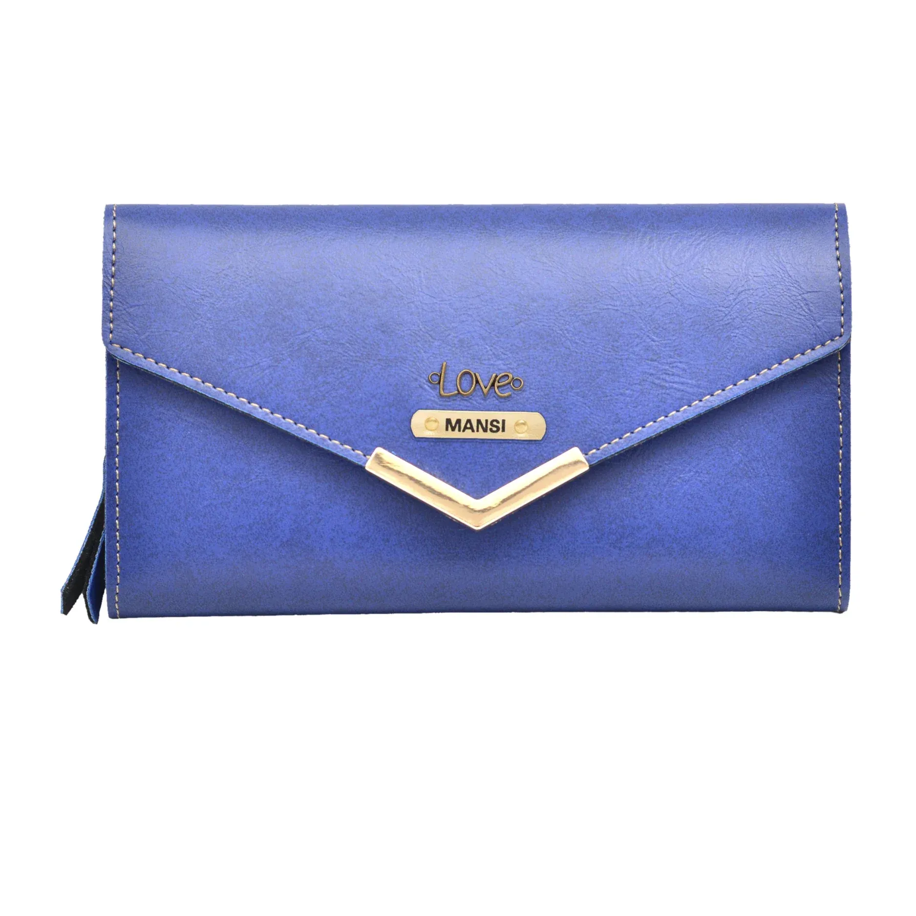 Classy Leather Customised Stylish Lady Wallet (Blue)