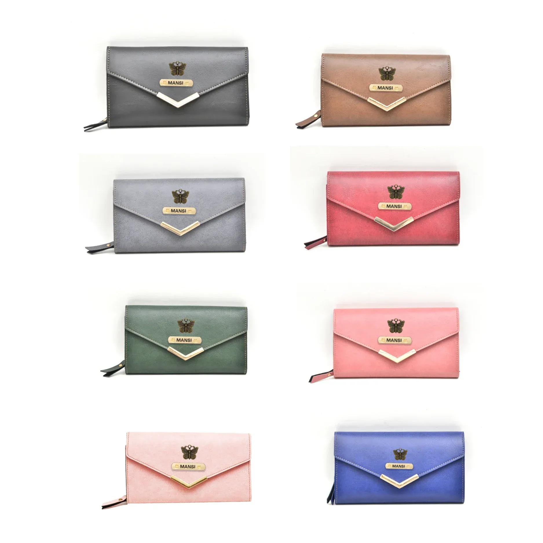 Classy Leather Customised Stylish Lady Wallet (Blue)